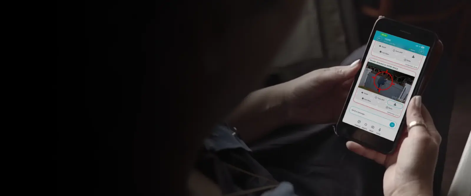 SpotBot human detection alert on a phone